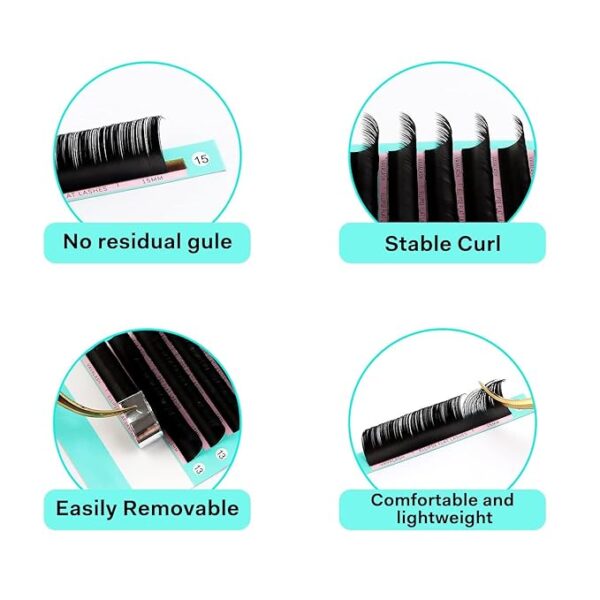 Premium Ellipse Flat Lashes || Matte Dark (0.15, 0.20) - Multiple Curls - Image 5